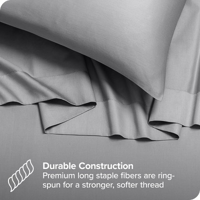 Organic Cotton Sateen Light Grey Split King Bed Sheet Set