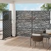 Wooakway 142"W x 72"H Black Metal Trellis Panel Outdoor Garden Privacy Screen with Scroll Design Indoor Room Divider for Patio Balcony and Yard Decor - 3 of 4