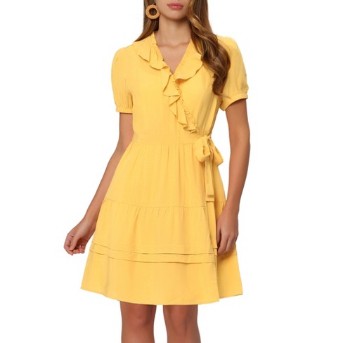 Yellow wrap hotsell dress target