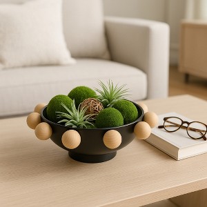 Modern Large Bowl with Wooden Knobs for Coffee Table Decor - Decorative Centerpiece Table Decorations for Home Decor Accents - 1 of 4