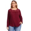 Garvee Women Pleated Flowy Top 3/4 Roll Sleeve Casual Loose Blouse Round Neck Tunic Shirt Long Sleeve - 3 of 4