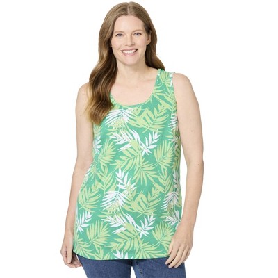 Woman Within Plus Size Perfect Printed Scoopneck Tank