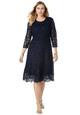 Jessica London Women's Plus Size Lace Fit & Flare Dress