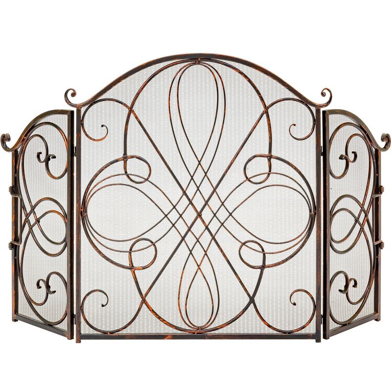 Best Choice Products 3-Panel 55x33in Wrought Iron Fireplace Safety Screen Decorative Scroll Spark Guard Cover, 1 of 9