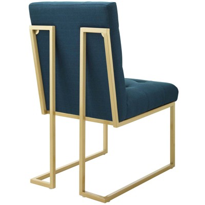 Privy Gold Azure Stainless Steel Upholstered Dining Accent Chair Set