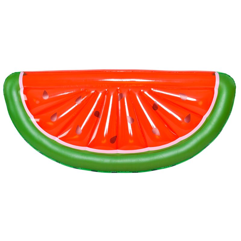 Pool Central 70.5" Inflatable Jumbo Watermelon Slice 1-Person Swimming Pool Mattress - Red/Green, 1 of 3