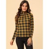 Allegra K Women's Turtleneck Long Sleeve Stretch Slim Plaid Casual Blouse - 4 of 4