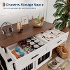 42 in Dog Crate Furniture with Storage Drawers, Wooden Double Dog Cage TV Stand with 2 Sliding Barn Doors,  (White) - 3 of 4