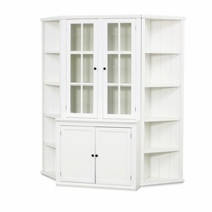 TiramisuBest 75.25'' Tall Freestanding Pantry Cabinet with Glass Door, Lattice Window & Storage,Farmhouse Hutch,White - 1 of 4