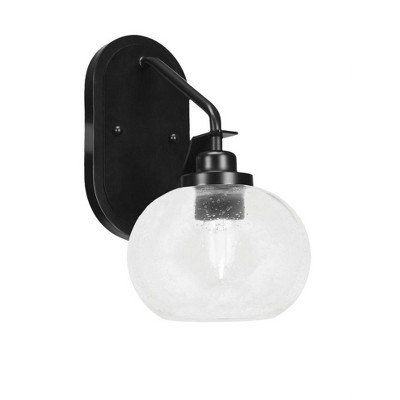 Toltec Lighting Odyssey 1 - Light Sconce in  Matte Black with 7" Clear Bubble Shade