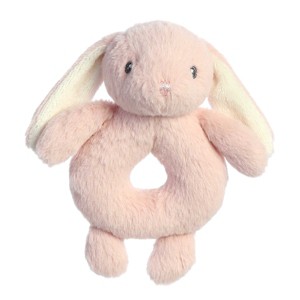 ebba Small Ring Rattle Dewey Playful Baby Stuffed Animal Rose 6" - 1 of 4