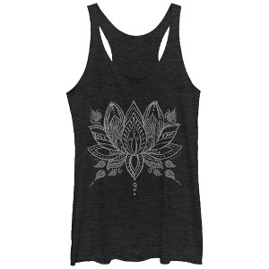 Women's CHIN UP Henna Lotus Flower Racerback Tank Top - 1 of 3