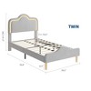 Upholstered Bed Frame with Adjustable Headboard and Footboard, Velvet Princess Platform Bedframe for Kids/Girls - 2 of 4