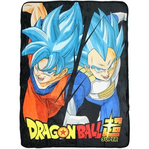 Dragon Ball Super Goku Saiyan Blue God Soft And Plush Fleece Throw Blanket Black - 1 of 3