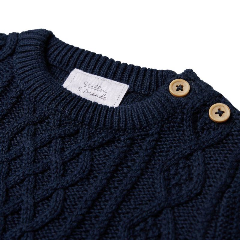 Stellou & Friends 100% Cotton Unisex Cable Knit Sweater for Babies and Children Ages 0-6 Years, 2 of 4