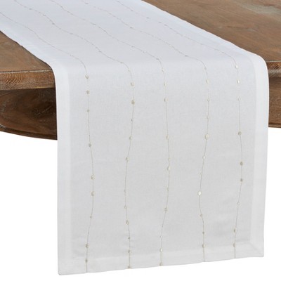 Saro Lifestyle Embroidered Design Cotton Table Runner