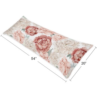 Blush Pink and Ivory Floral Microfiber Body Pillow Case