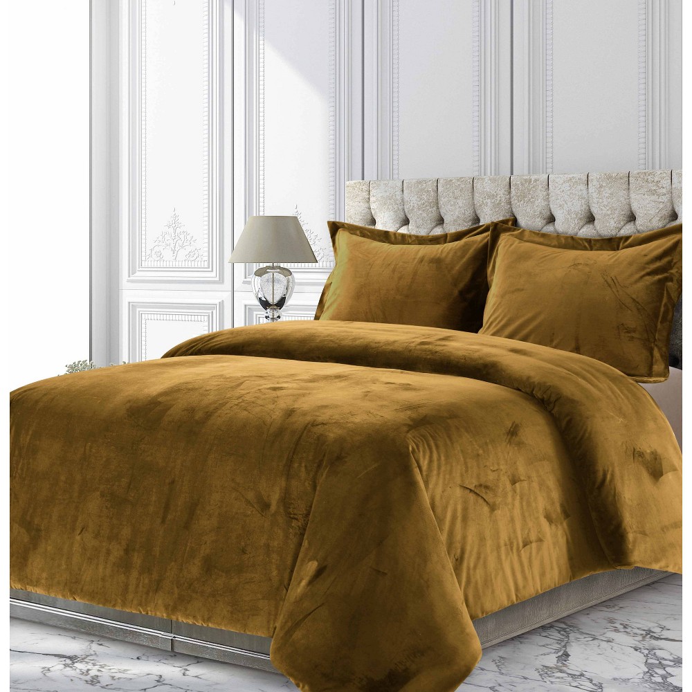 Photos - Bed Linen 2pc Twin Venice Velvet Oversized Solid Duet Set Camel - Tribeca Living: Re