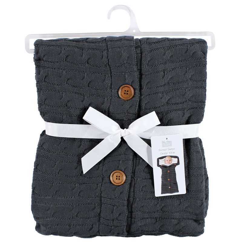 Hudson Baby Infant Boy Faux Shearling Knitted Baby Lounge Stroller Wrap Sack, Charcoal, One Size, 3 of 5