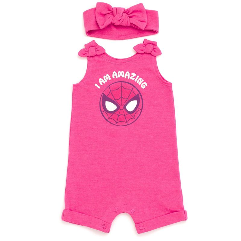 Marvel Avengers Spider-Man French Terry Romper and Headband Newborn to Toddler, 1 of 7