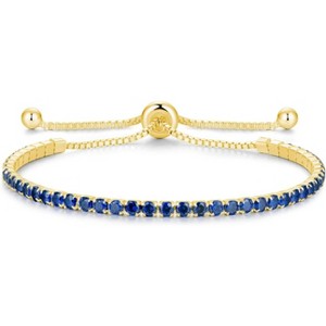 Sterling Silver Birthstone Tennis Bracelet, 2.5mm Adjustable 9 Inch Bolo Bracelet, Birthday Gift for Women Mom Wife - 1 of 4