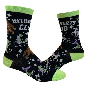 Crazy Dog T-Shirts Women's Introverts Club Socks Funny Day Dreamer Loner Unicorn UFO Footwear - 1 of 4