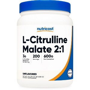 Nutricost L-Citrulline Malate 2:1 Powder (600 Grams) - 3g per Serving, GMO-Free, Gluten-Free, 200 Servings - 1 of 4