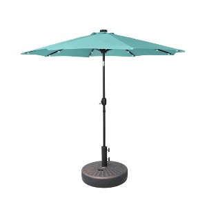 WestinTrends 9 Ft Outdoor Patio Solar LED Market Umbrella with Bronze Round Base - 1 of 4