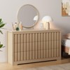 Fluted 6-Drawer Bedroom Dresser ¨C Modern Handleless Wooden Chest with Deep Storage, TV Stand & Clothes Organizer , Hallway (Natural Oak) - 2 of 4