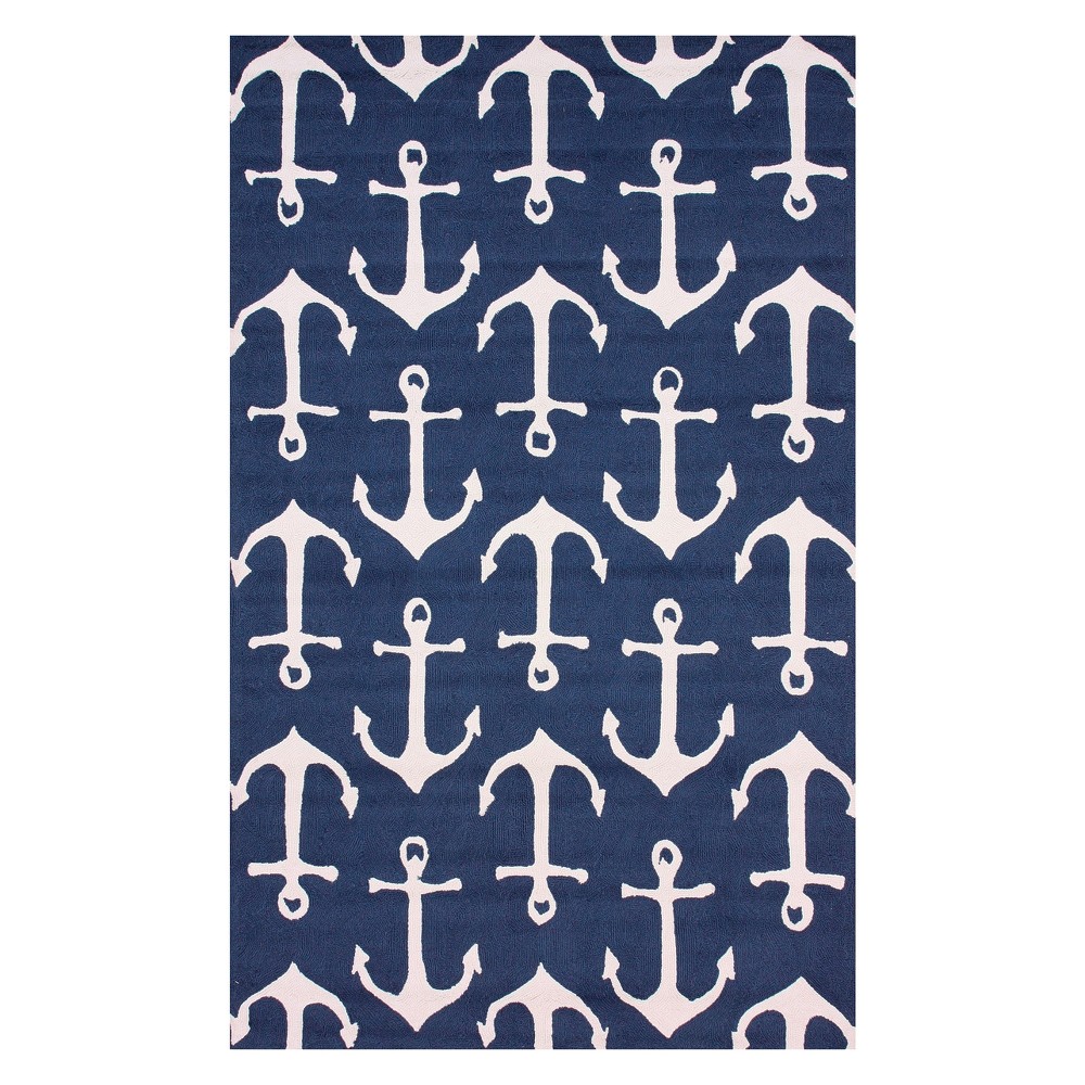 4'x6' Solid Hooked Area Rug Navy - nuLOOM