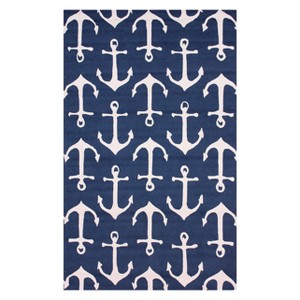 Blue Solid Hooked Area Rug 2