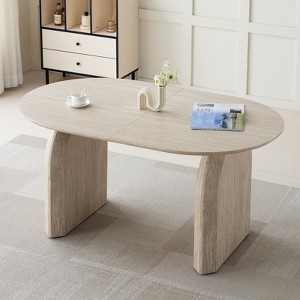 Racxily Wood Extendable Dining Table, Modern Oval Kitchen Table Perfect for Home Dining & Gathering, Living Room and Dining Room - 1 of 4