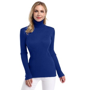 Whizmax Women Stretchable Mock Turtleneck Knit Long Sleeve Slim Fit Sweater - 1 of 4