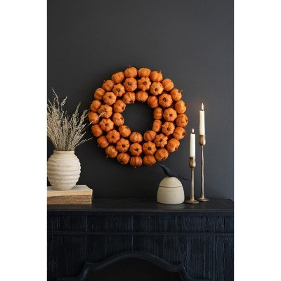 Faux Pumpkin Autumn Wreath – Orange Accent by Kalalou