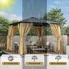 10x10 FT Aluminum Outdoor Gazebo with Polycarbonate Roof, Curtains and Mosquito Netting Backyard Tent for Backyard Lawn-Cuddlewood - 3 of 4
