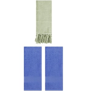 REGALWOVEN 3 Packs Solid Textured and Tassels Soft Absorbent Decorative Hand Towel - 1 of 4