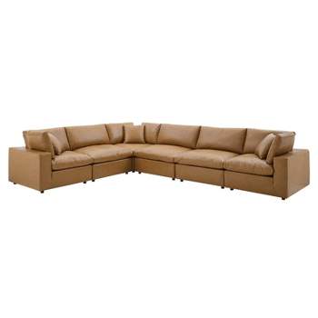 6pc Commix Down Filled Overstuffed Vegan Leather Sectional Sofa - Modway