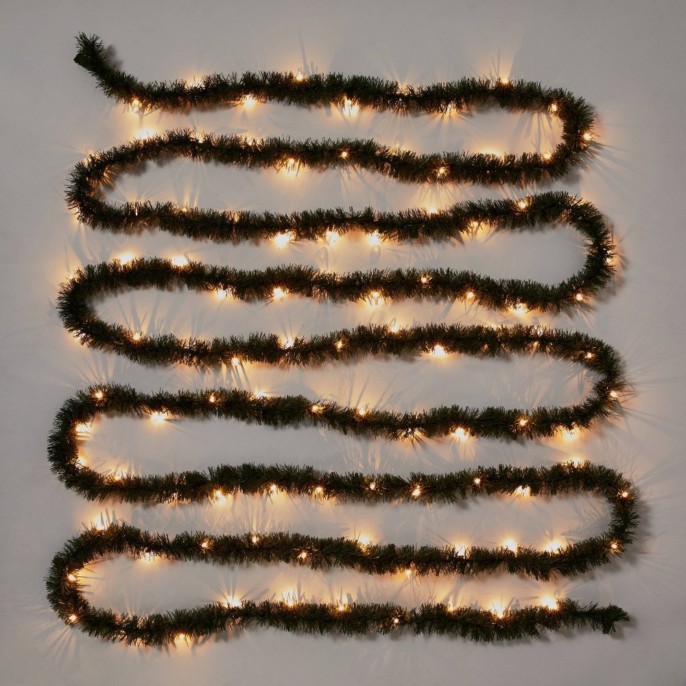 40' Pre-Lit Artificial Pine Christmas Garland Clear Lights - Wondershop | Target