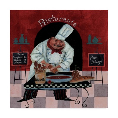 Large Italian Chef Canvas Art in Red and Black