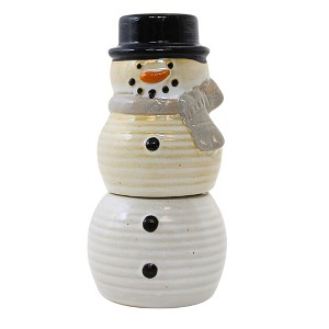 Primitives By Kathy 4.5 Inch Snowman Salt And Pepper Shaker Top Hat Seasoning Salt And Pepper Shakers - 1 of 3