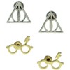 Harry Potter Earrings For Women 3 Pack Deathly Hallows, Lightning Scar, Harry Potter Wand - 2 of 4