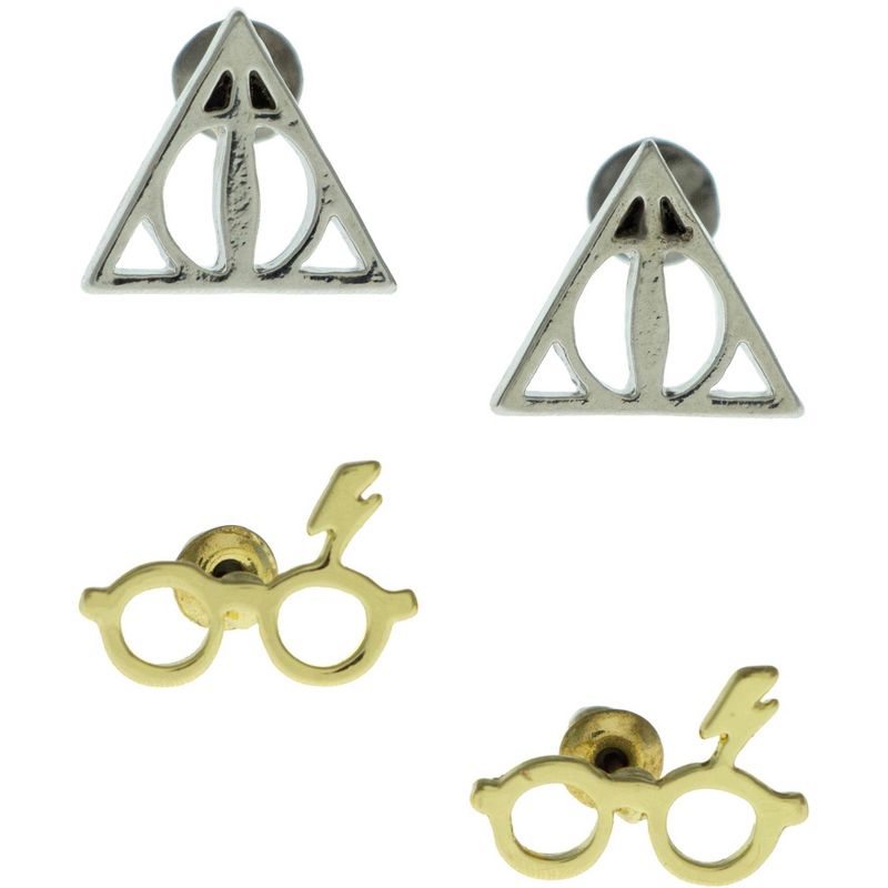 Harry Potter Earrings For Women 3 Pack Deathly Hallows, Lightning Scar, Harry Potter Wand, 2 of 6