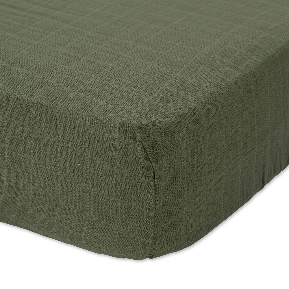 Photos - Bed Linen Little Unicorn Cotton Muslin Crib Fitted Sheet - Fern: Fits Mattress Depth 9", Botanical Pattern, Standard Crib Size