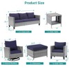Sonkuki 8-Piece Patio Conversation Set with Swivel Rocking Chair and Side Table, Navy Blue Cushion - 3 of 4