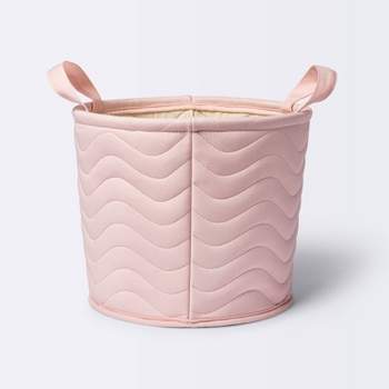 Quilted Fabric Medium Round Storage Basket - Light Pink - Cloud Island™