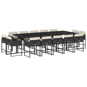 vidaXL Patio Dining Set Set of 14 Black, Cream White - 1 of 4