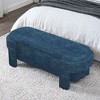 CAVINAS Linen Tufted Upholstered Storage Ottoman Bench, Oval Ottoman with Storage, Storage Entry Bench for Living Room, Entryway and Bedroom - 2 of 4
