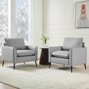 TYBOATLE Dark Gray Leather Accent Chair, Cozy Mid-Century Armchair for Living Room, Lobby, Office - 1 of 4