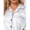 INSPIRE CHIC Women's Satin Long Sleeve Button Down Top and Shorts Silky Pajamas Set - 4 of 4