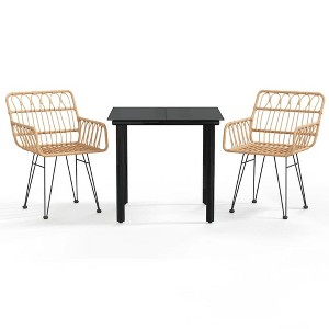 vidaXL Garden Dining Set Black - Brown 31.5" Table Length 2 Items - 1 of 4